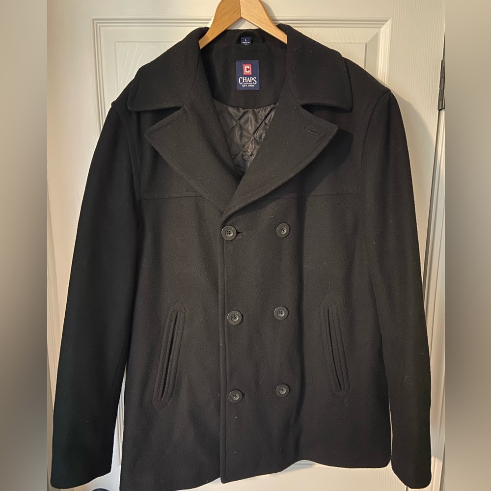 Black Peacoat. Very good condition. Nice and heavy
